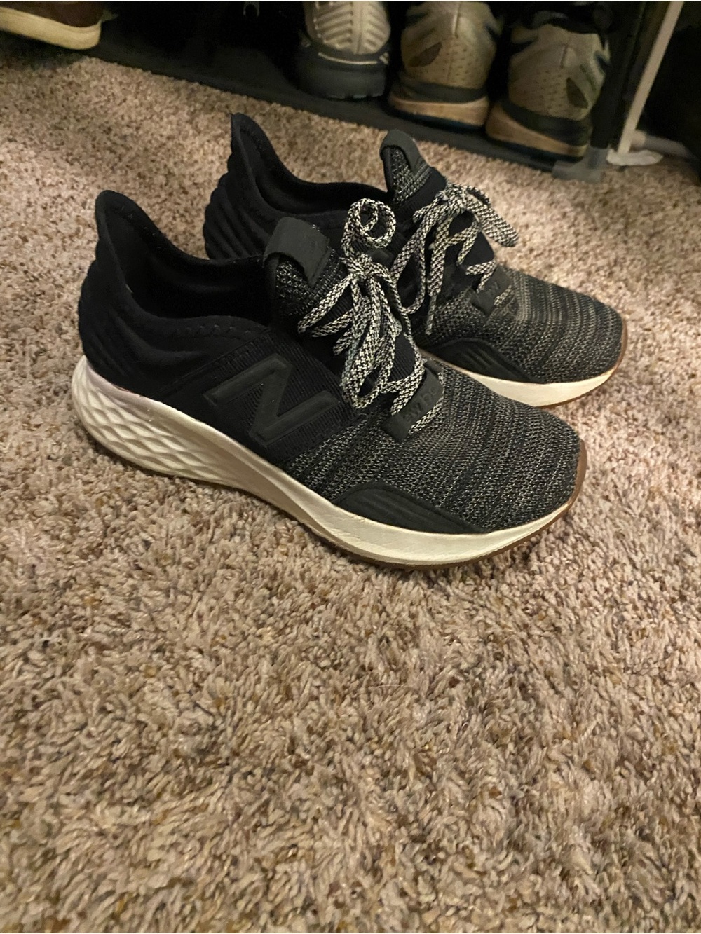 New Balance Black Knit Running Sneakers with White Midsole